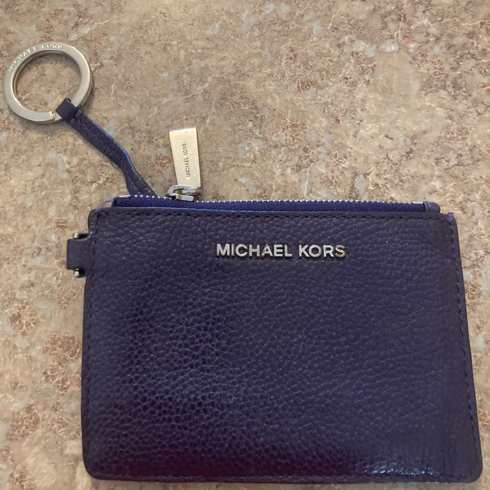 Michael Kors Dark Blue Leather Keychain Pouch